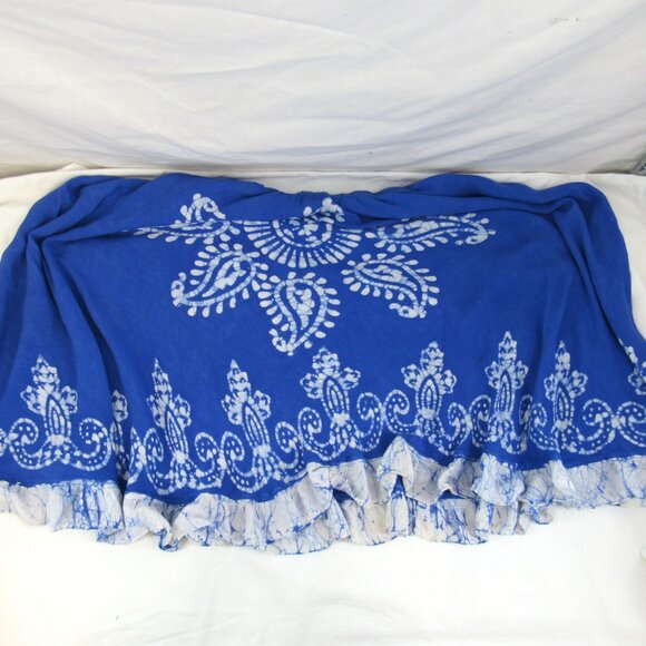 Jackpot Women's Blue Hand Dyed Embroidered Midi Elastic & Tie Waist Skirt Size S - Picture 4 of 8